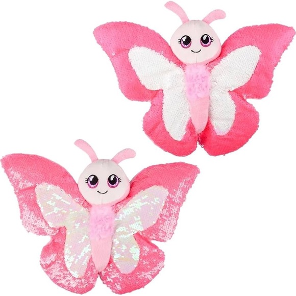 Sequined Butterfly Plush Set - Pink and Blue - Picture 3 of 4